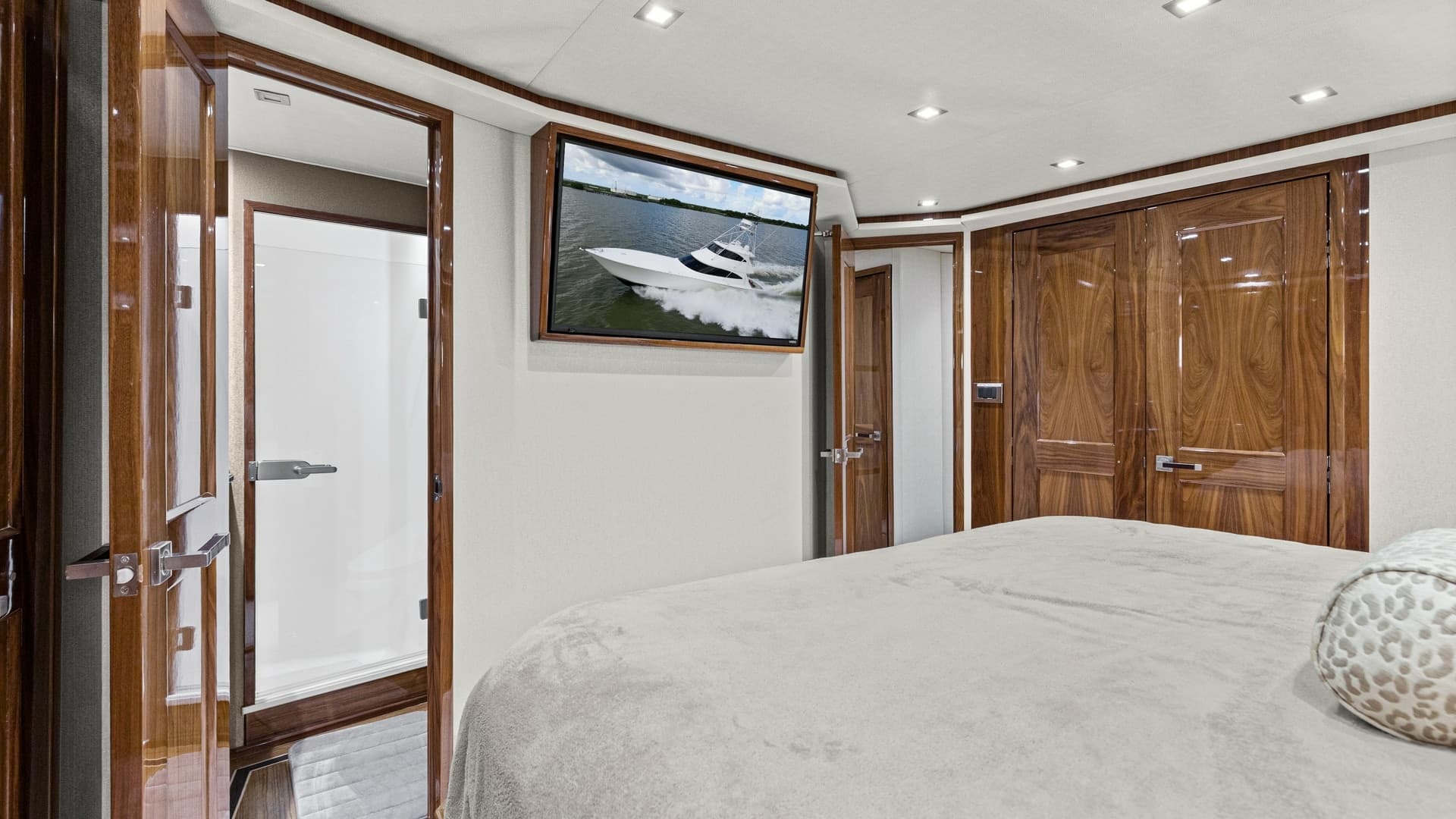 2017 72 Viking Enclosed Bridge Share-E Port Stateroom and Head (5)