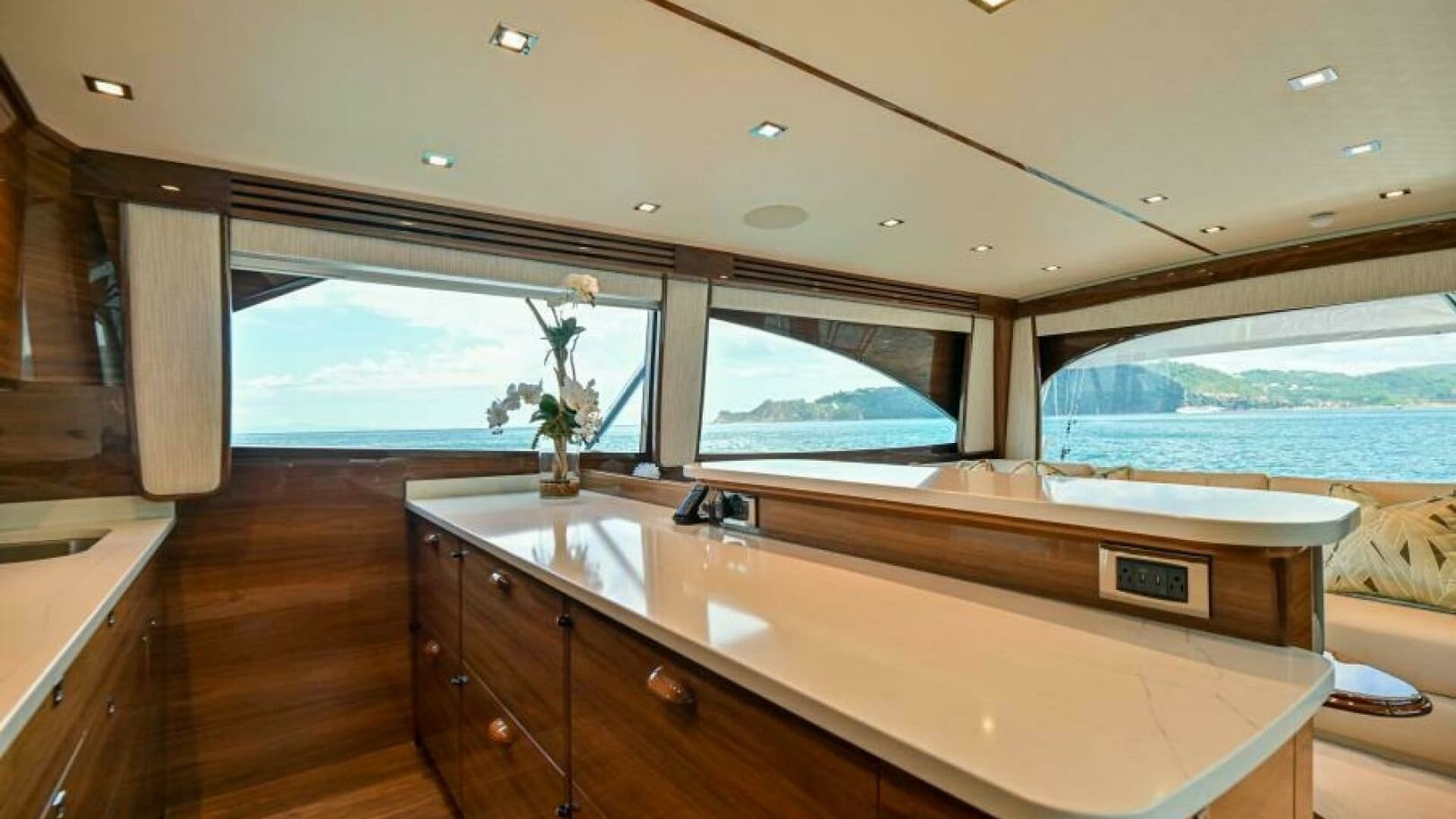 Galley and Salon with Ocean Views