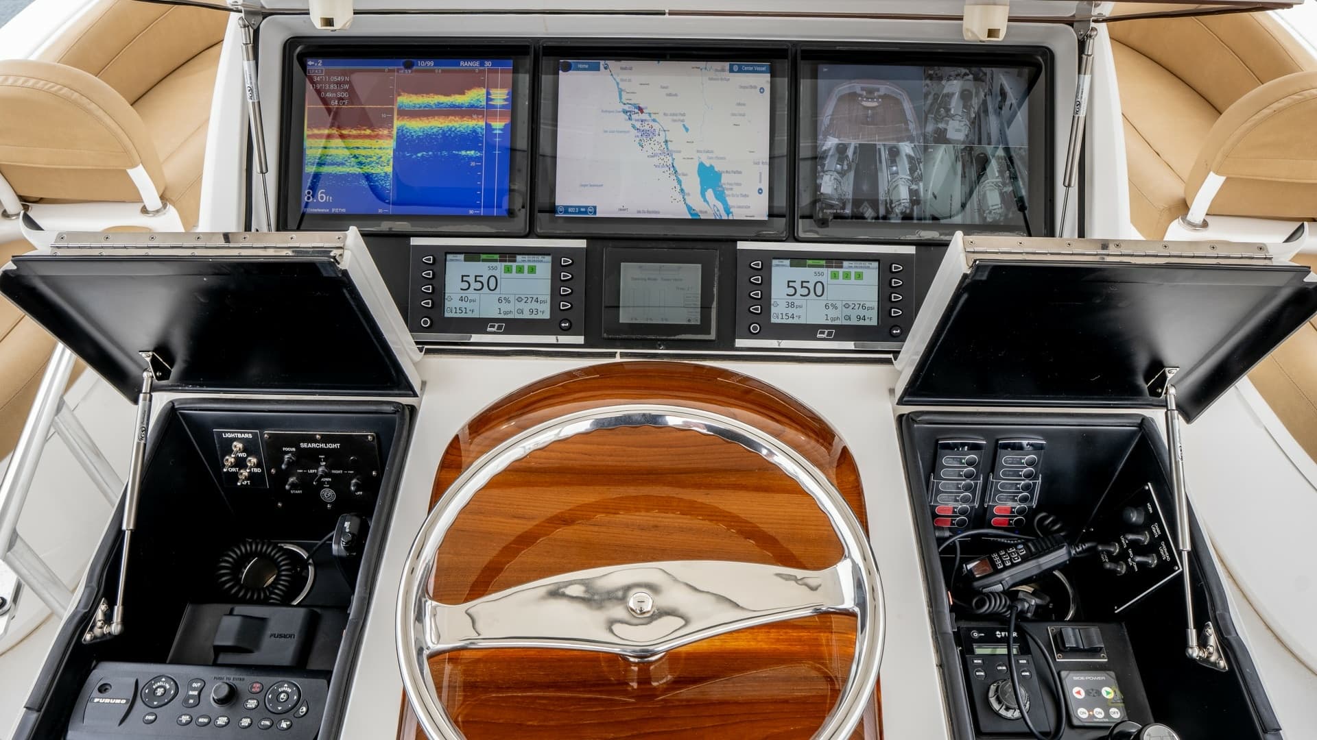 2020 Viking 92 Skybridge "After Midnight" - Skybridge Helm Station.