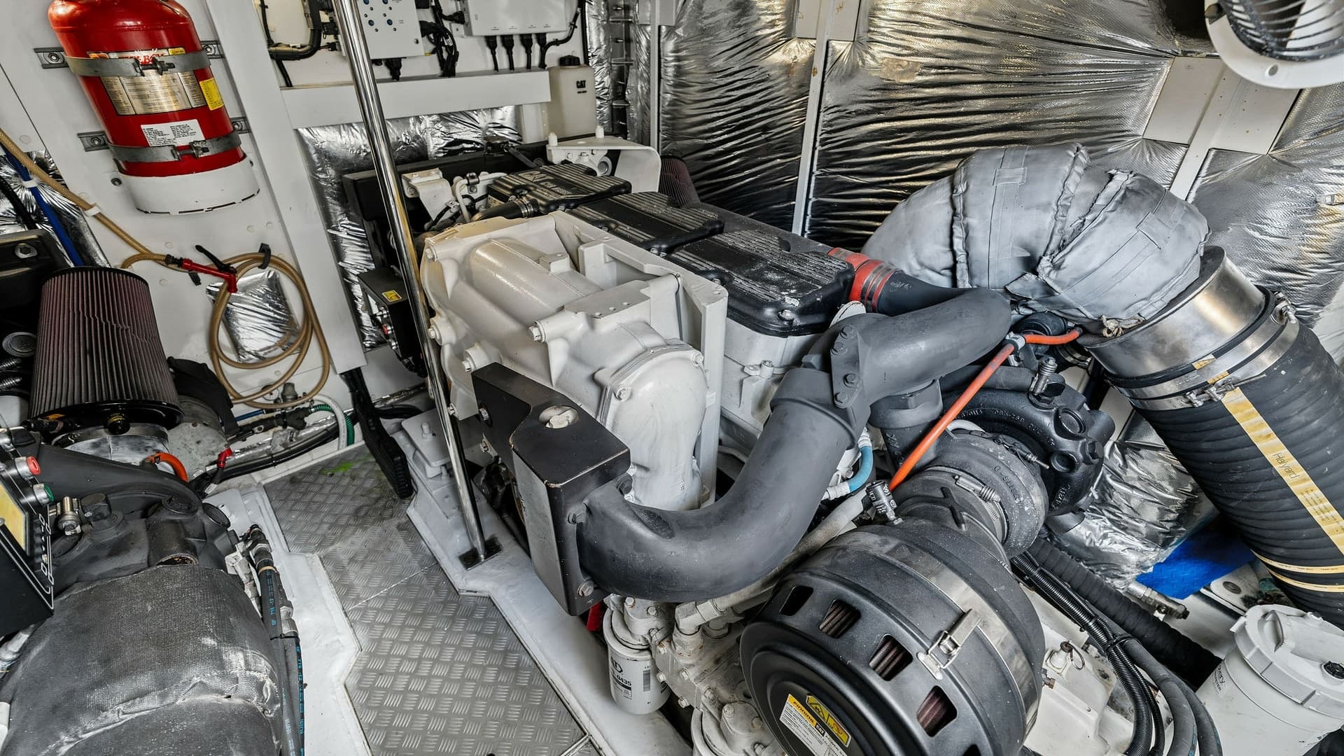 Engine Room with Twin CAT C18 ACERT Engines
