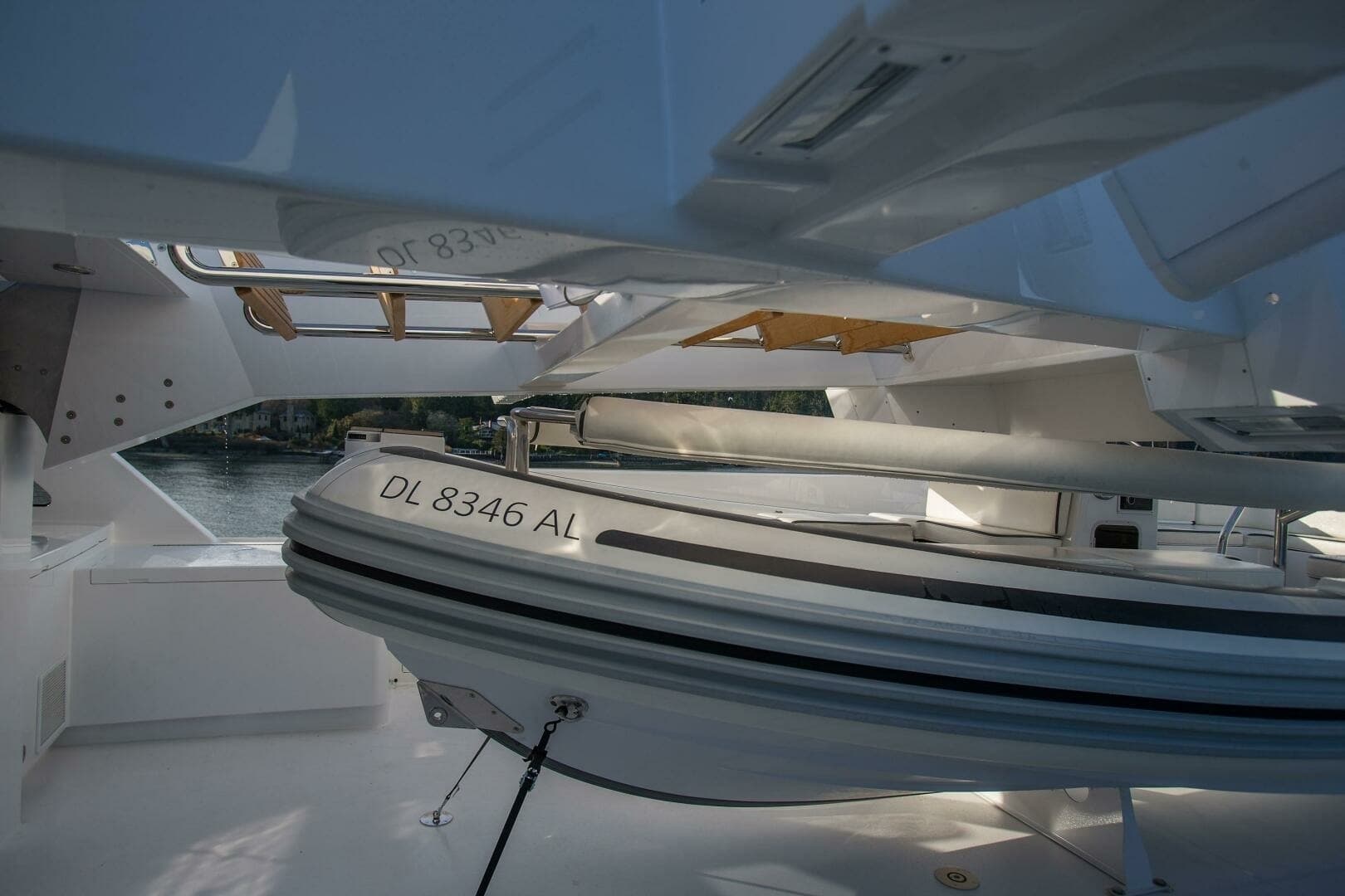 2019 Nordlund 115 Expedition Yachtfisher - "CAZADOR": Tender Storage Area with Davit