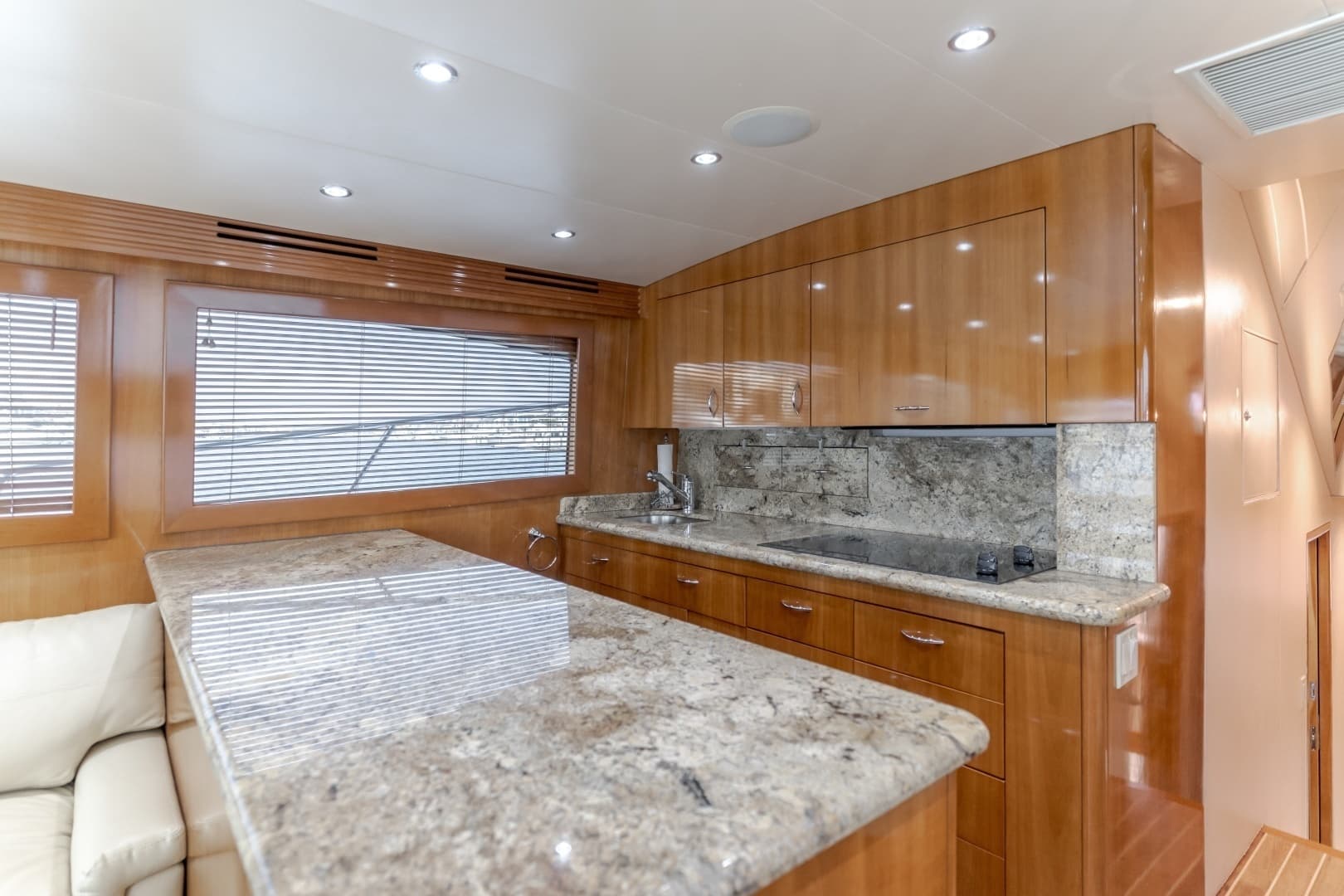 2003 Hatteras 54 Convertible - "BRAINWAVE": Galley with Granite Countertops
