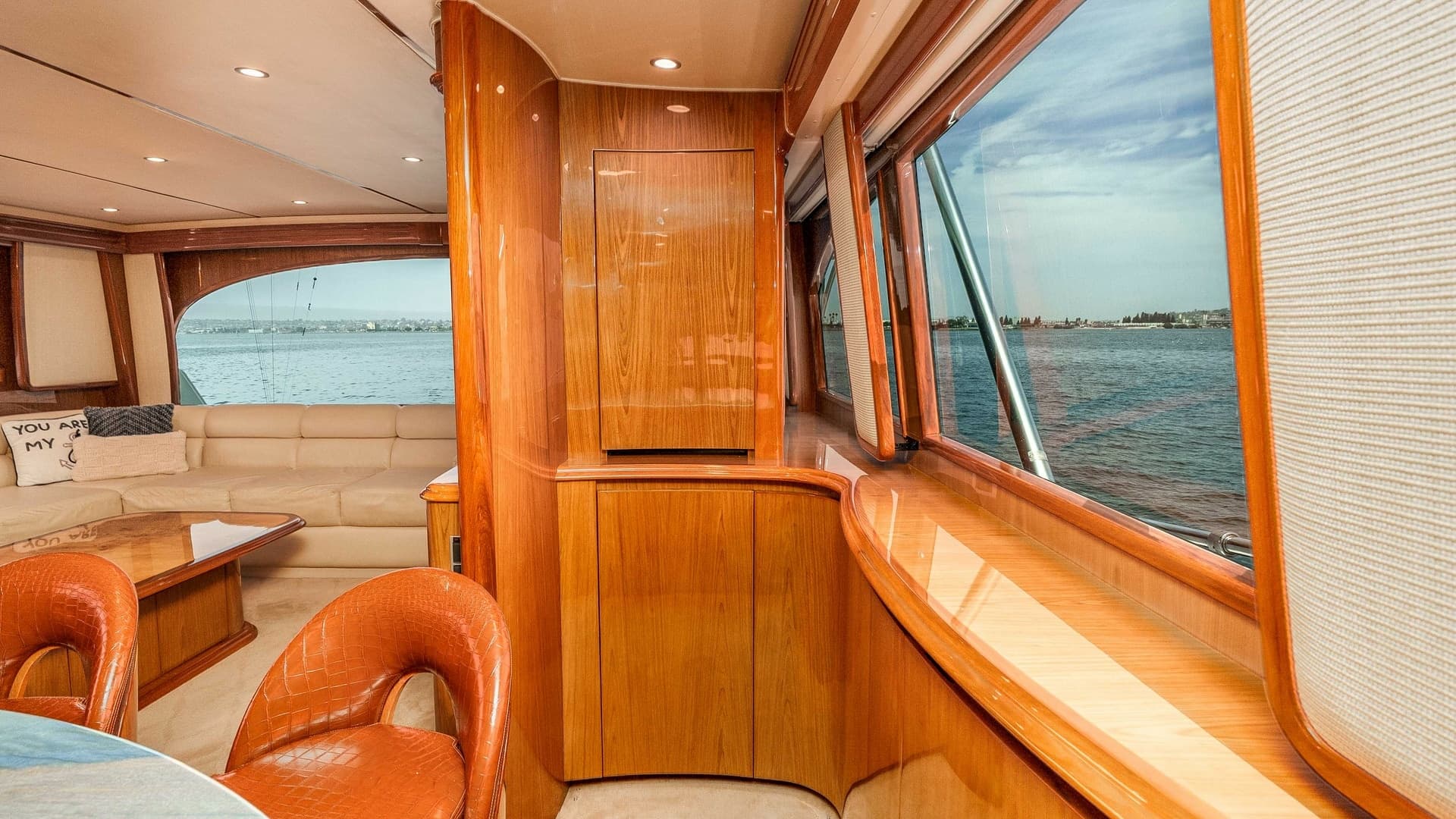 2014 Viking 76 Enclosed Bridge "TRANQUILO" Exudes Custom Teak Storage Cabinetry
