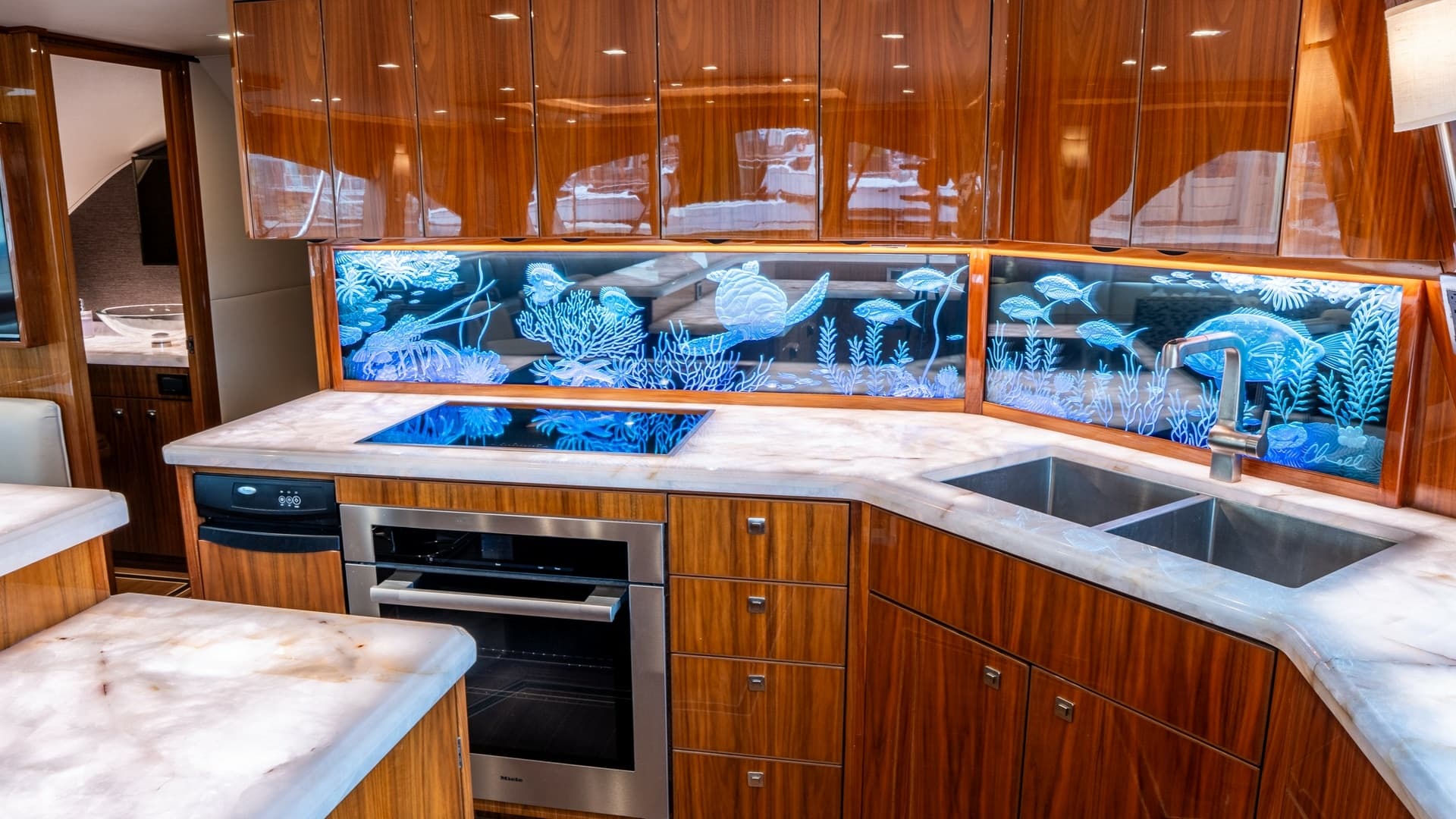 Elegant Galley with Custom Backsplash