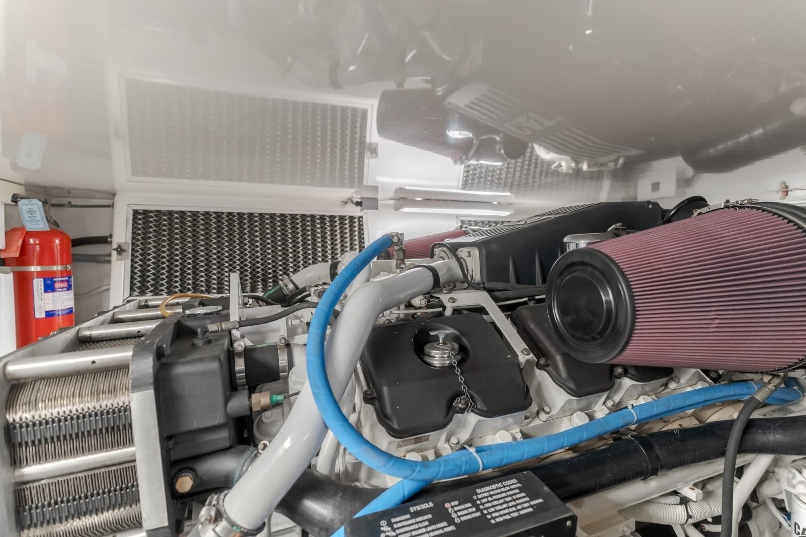 2003 Hatteras 54 Convertible - "BRAINWAVE": Engine Room with Advanced Filtration System