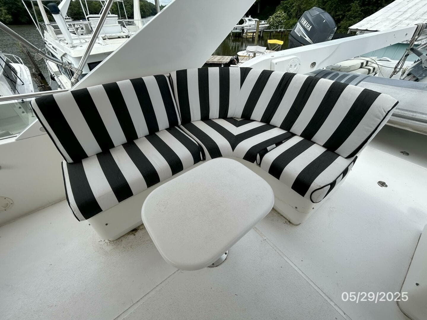 58' West Bay flybridge starboard seating