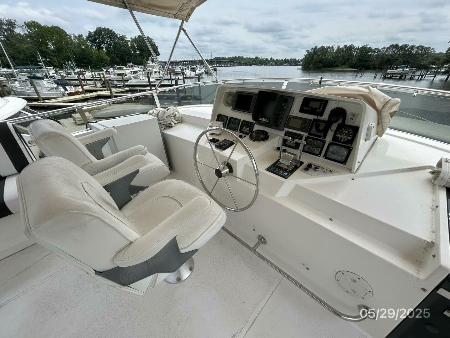 58' West Bay flybridge helm1