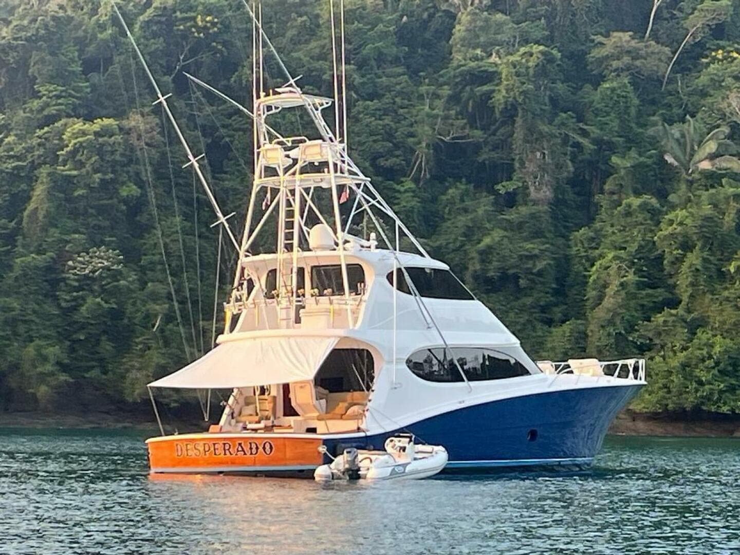 2008 Hatteras 77 Enclosed Bridge "Desperado"-Profile View'