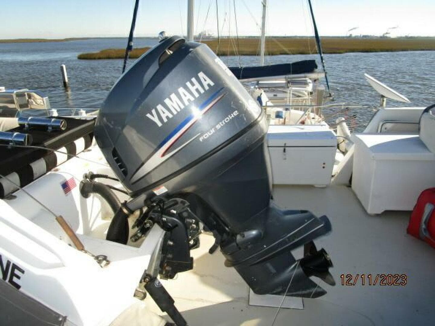 72' DeFever tender outboard