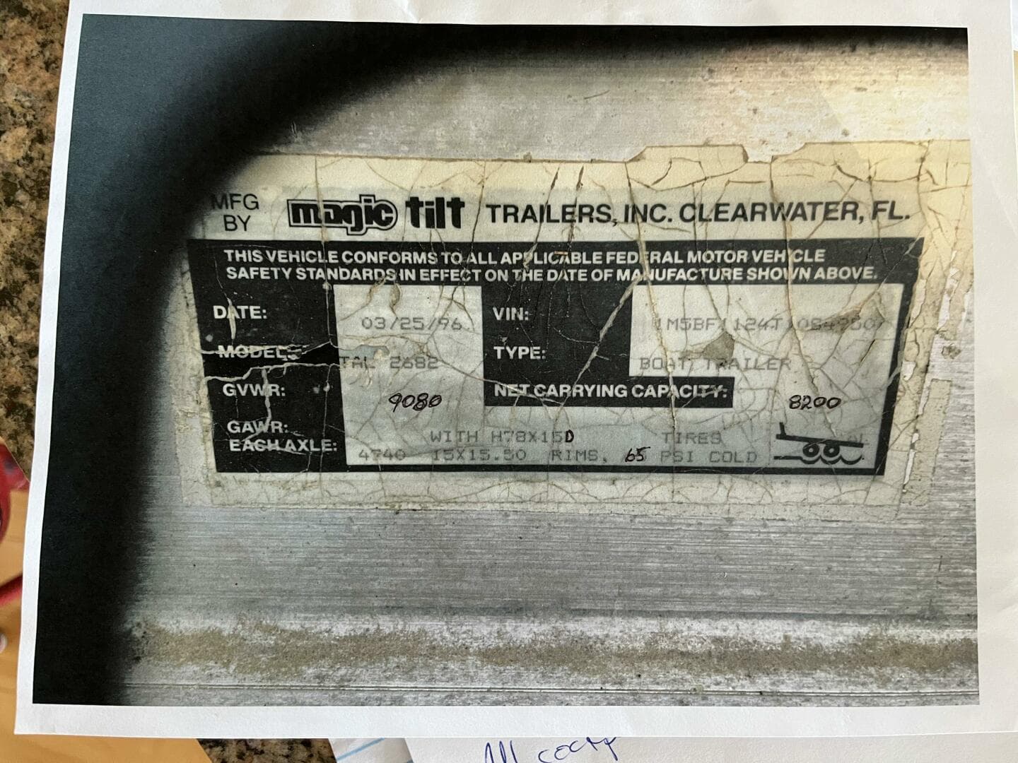 Magic Tilt trailer manu. specifications