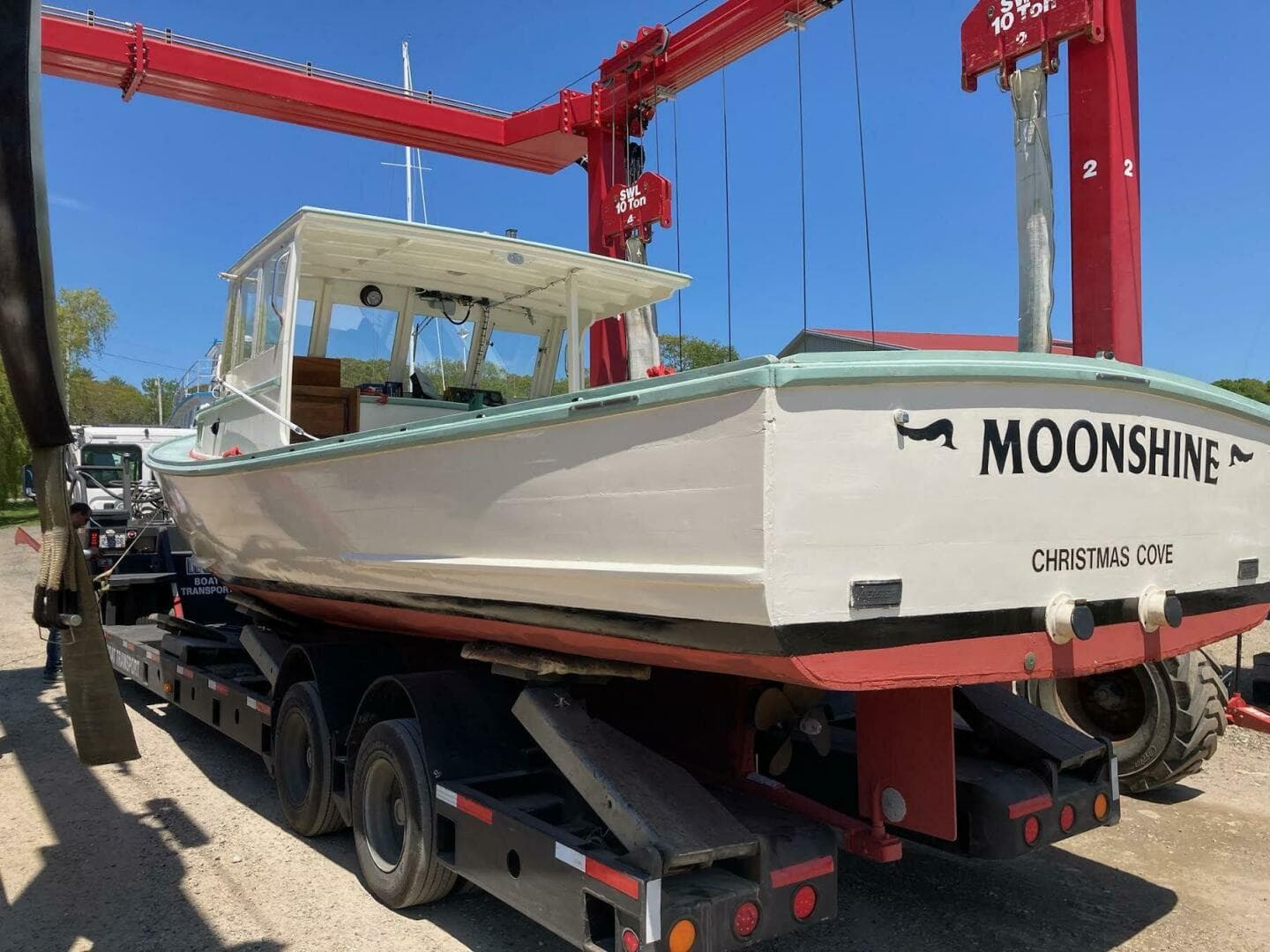 Moonshine transom, rudder and prop
