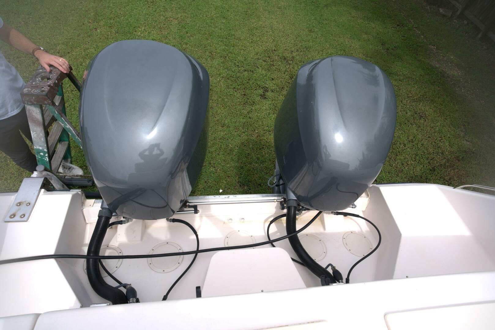 2007 Grady-White Express 330 boat with dual outboard motors.
