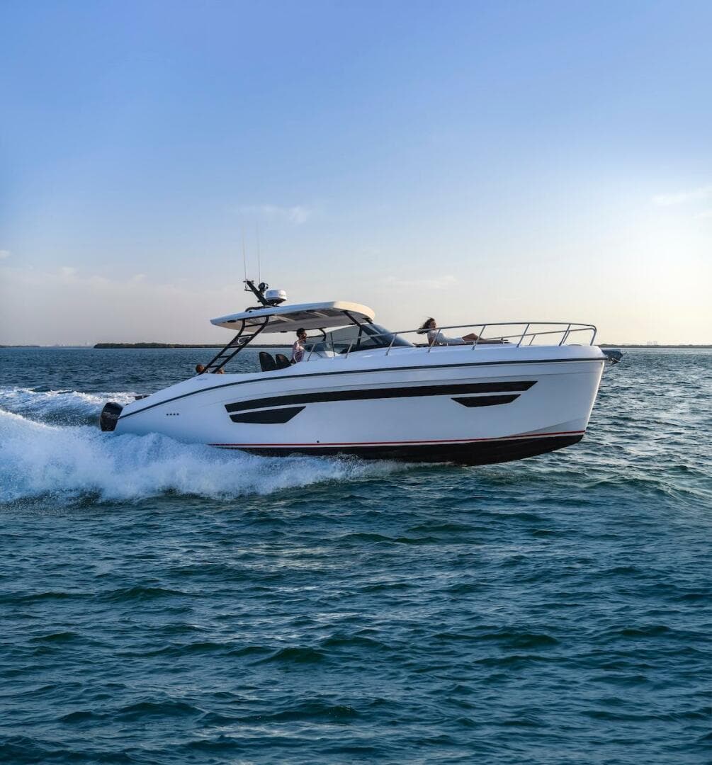 2024 Oryx 379 boat cruising on open water.