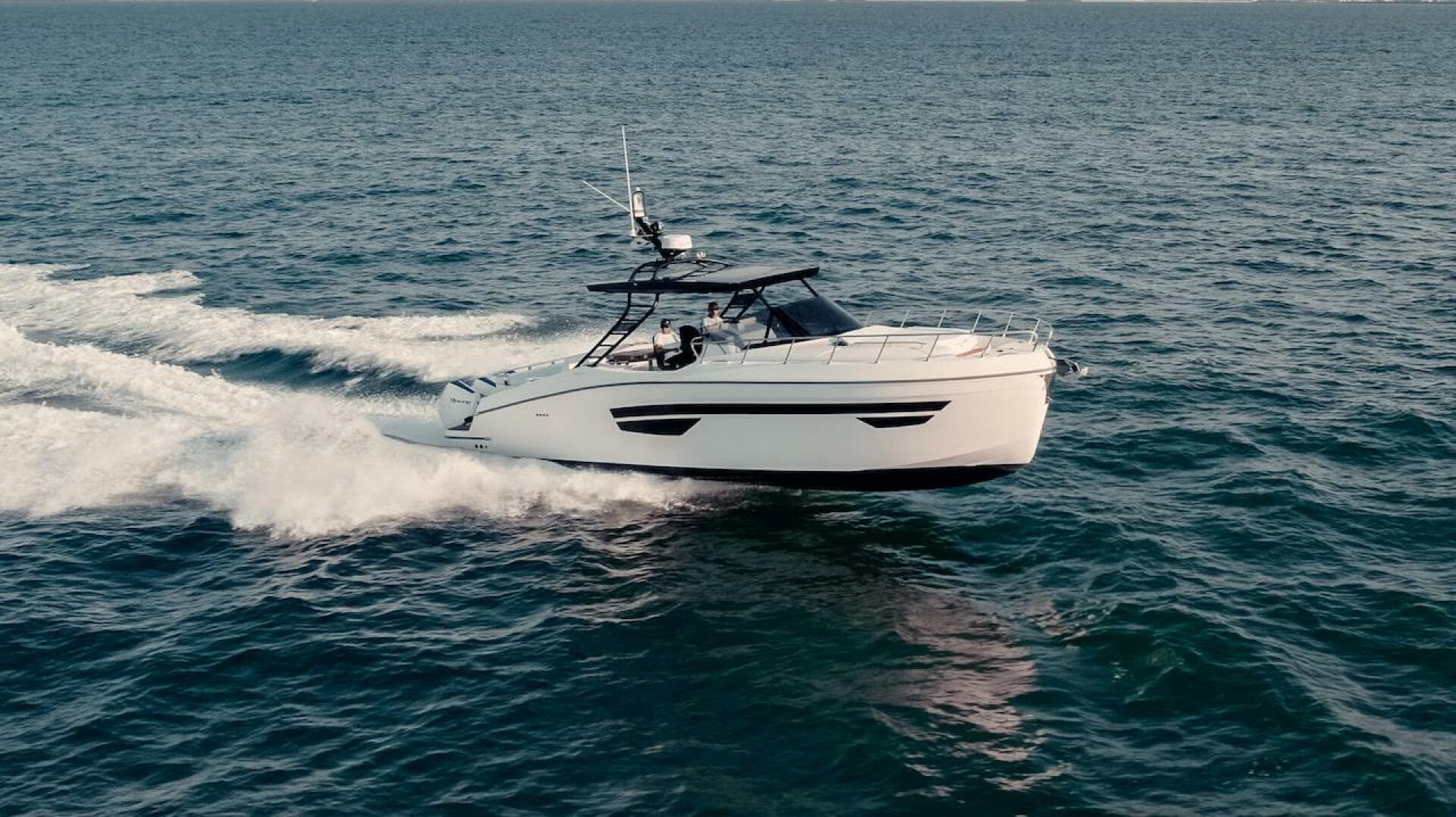 2024 Oryx 379 motor yacht cruising on open water.
