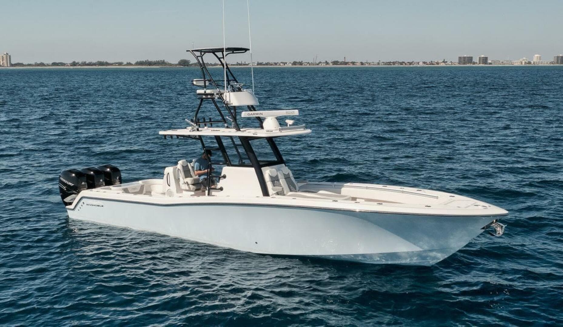2022 Invincible 36 Open Fisherman boat on open water.