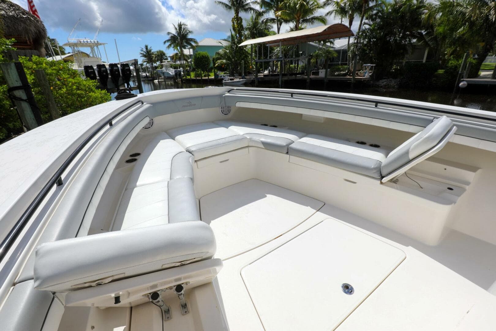2020 Regulator 41 boat with spacious seating area and modern design.