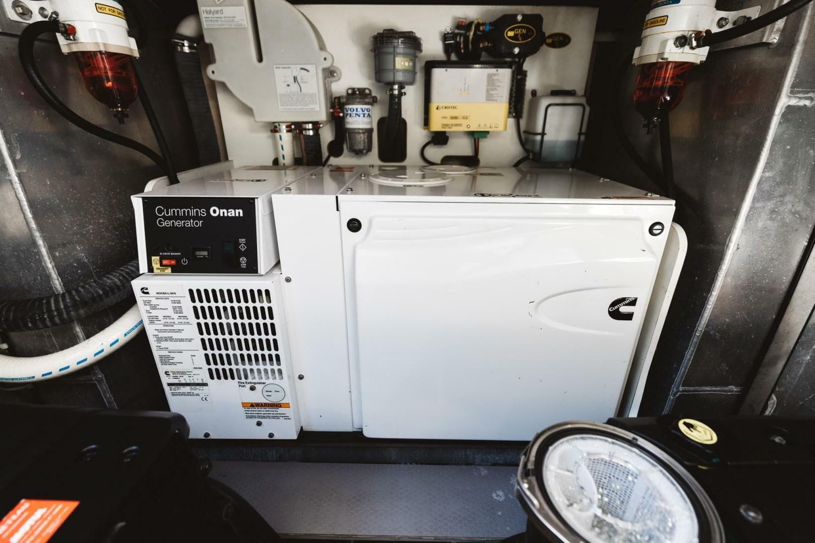 Cummins Onan generator in 2015 Beneteau Monte Carlo 5 yacht engine room.