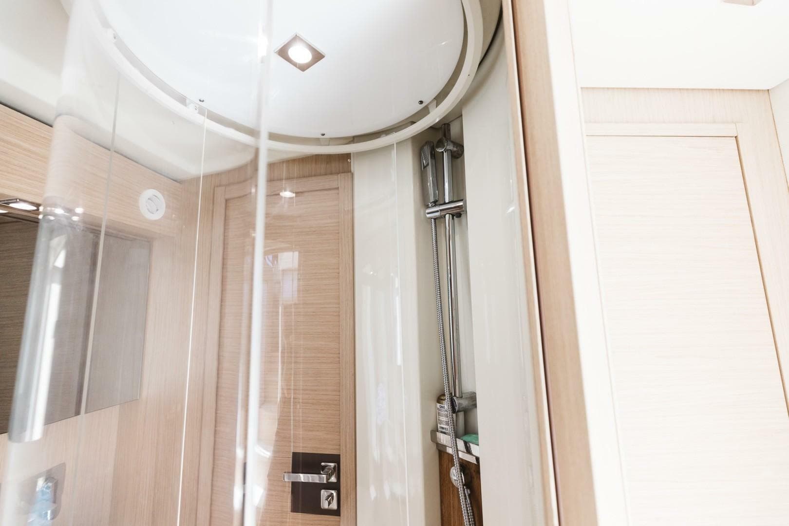 Beneteau Monte Carlo 5 2015 yacht bathroom with modern shower design.