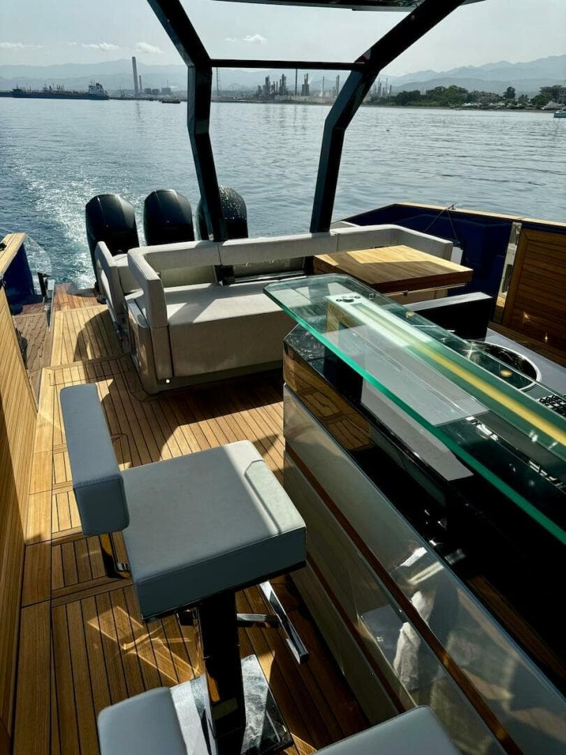 2025 Aicon Audace 50 yacht interior with sleek design and modern amenities.
