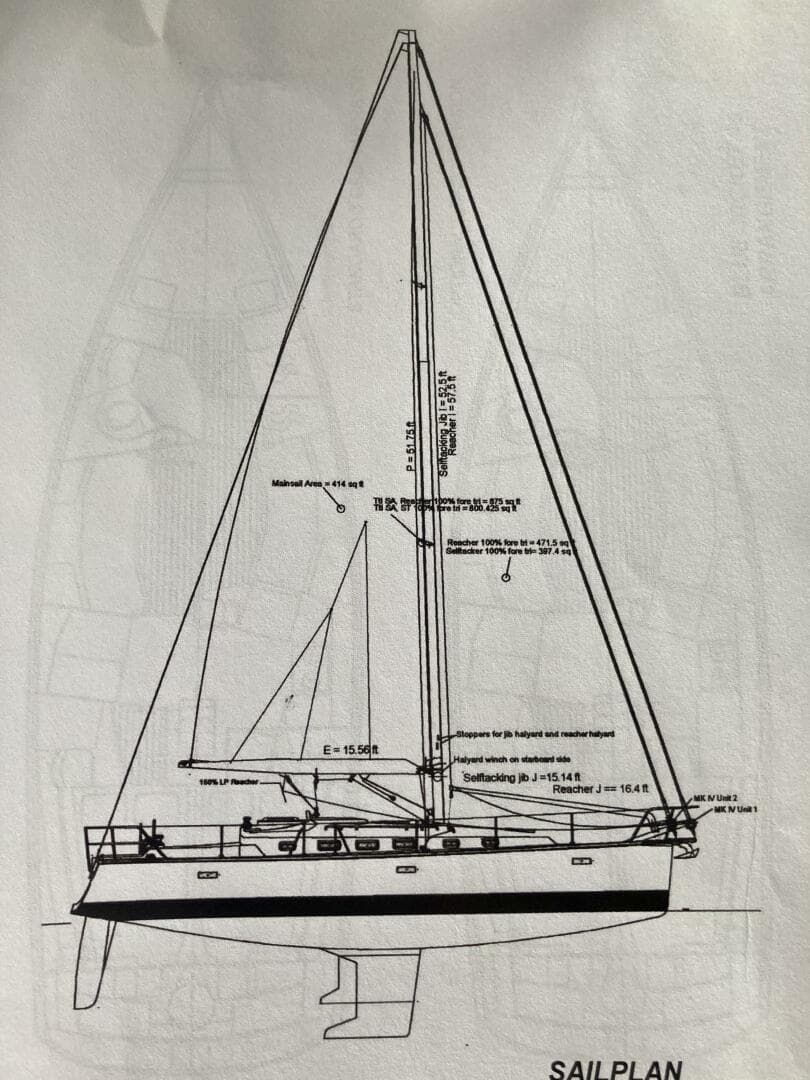 40' Blue Jacket sail plan