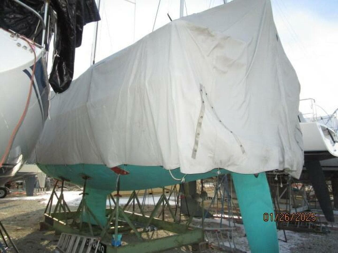 40' Blue Jacket winter cover port aft