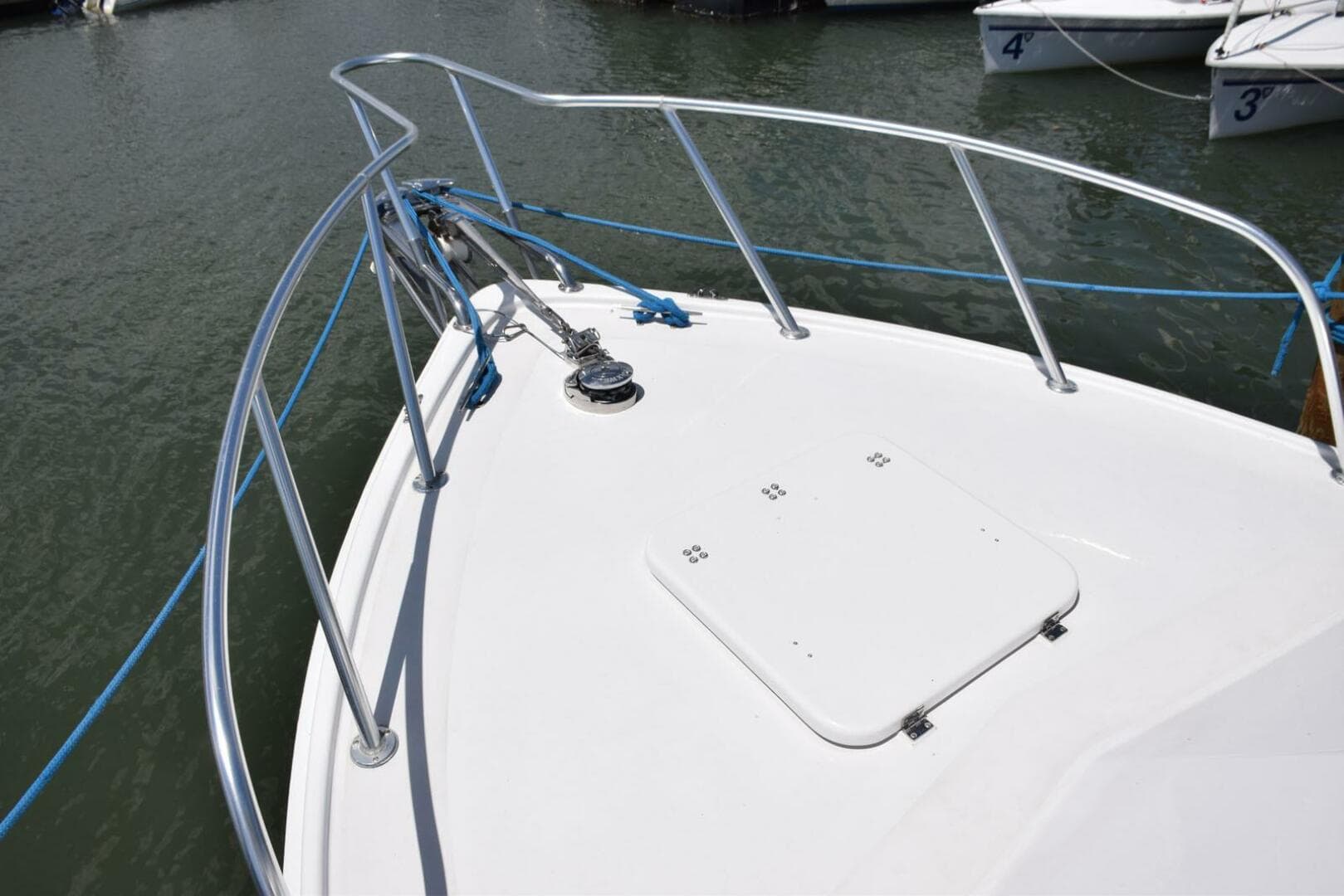 Aluminum Bow Rail And Solid Fiberglass Deck Hatch