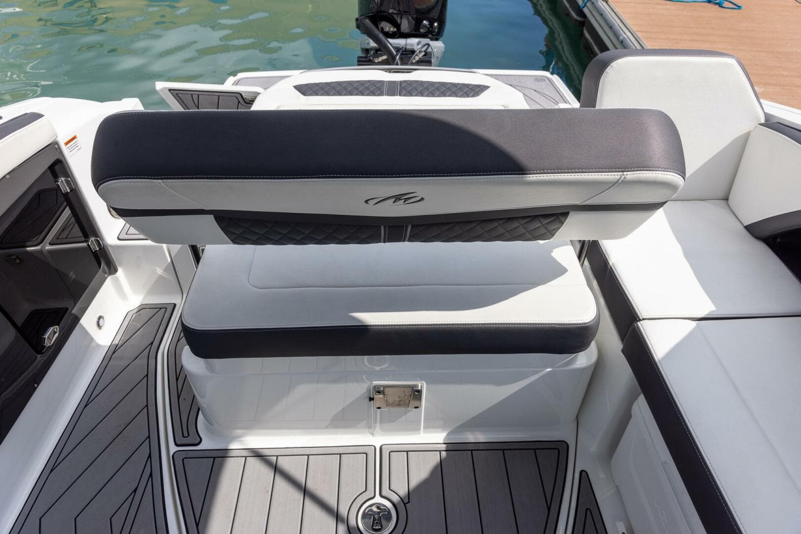 2023 Monterey 255 Super Sport boat interior with sleek seating and modern design.