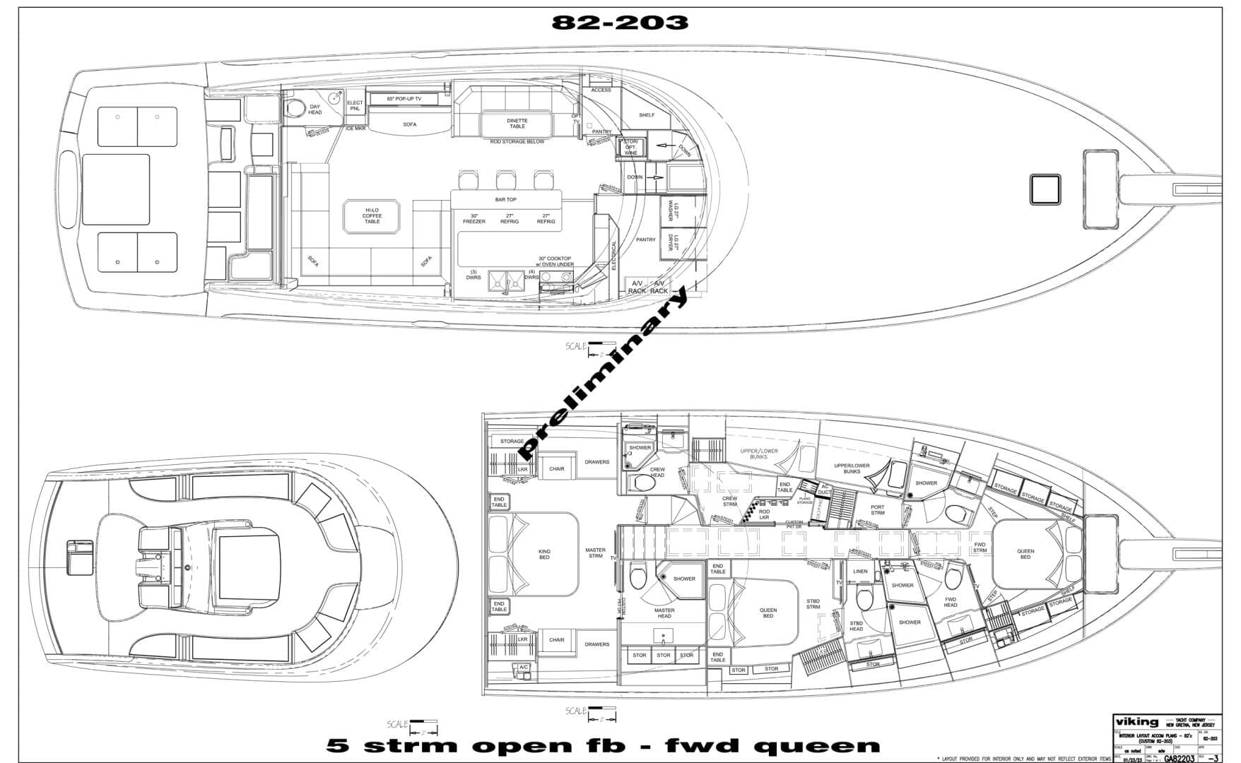 INTERIOR LAYOUT ACCOM PLANS   82'C (CUSTOM 82 203)