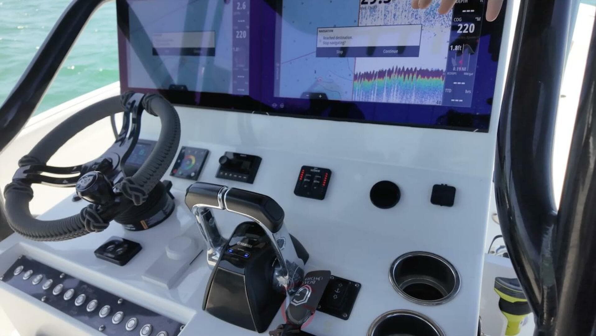 2023 CG Boat Works 35 M-Series dashboard with advanced navigation controls and displays.
