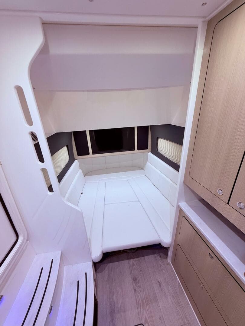 2024 Scout 400 LXF cabin interior with modern seating and cabinetry.