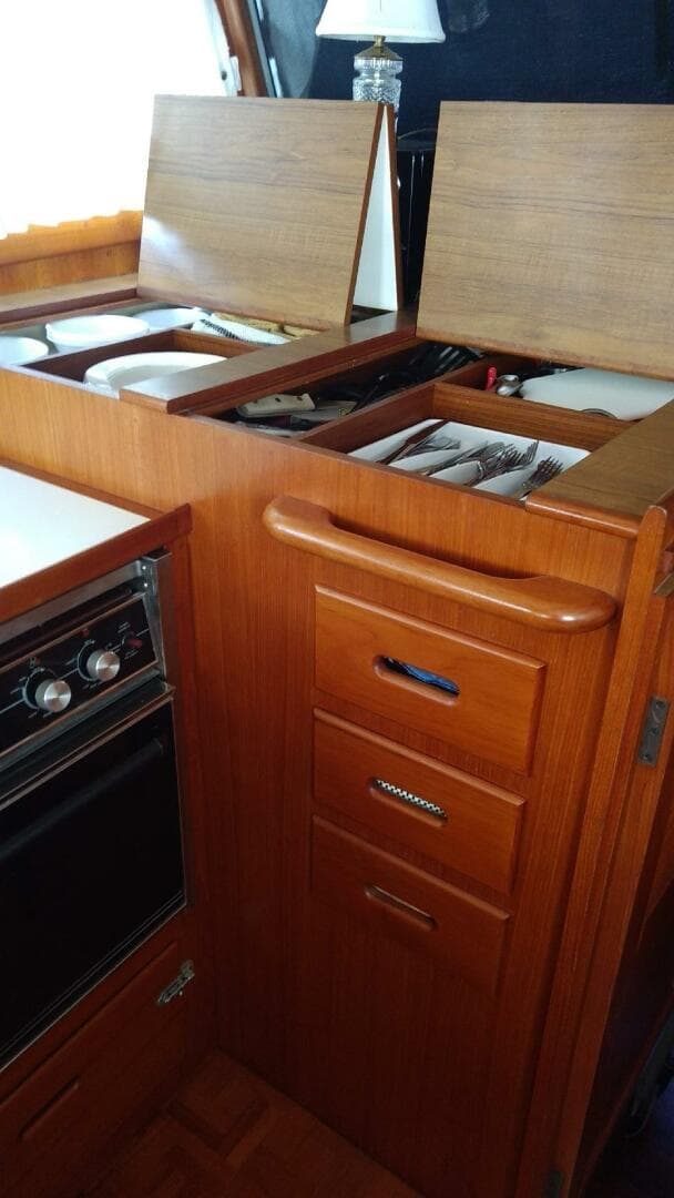 36' Grand Banks galley storage