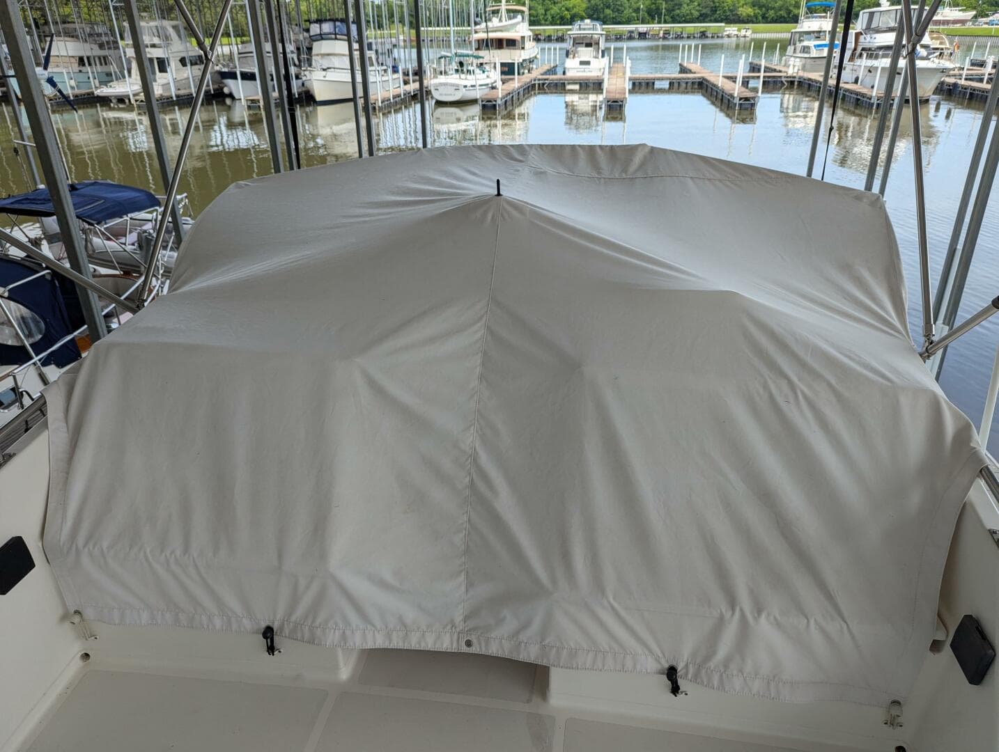 36' Grand Banks flybridge covered