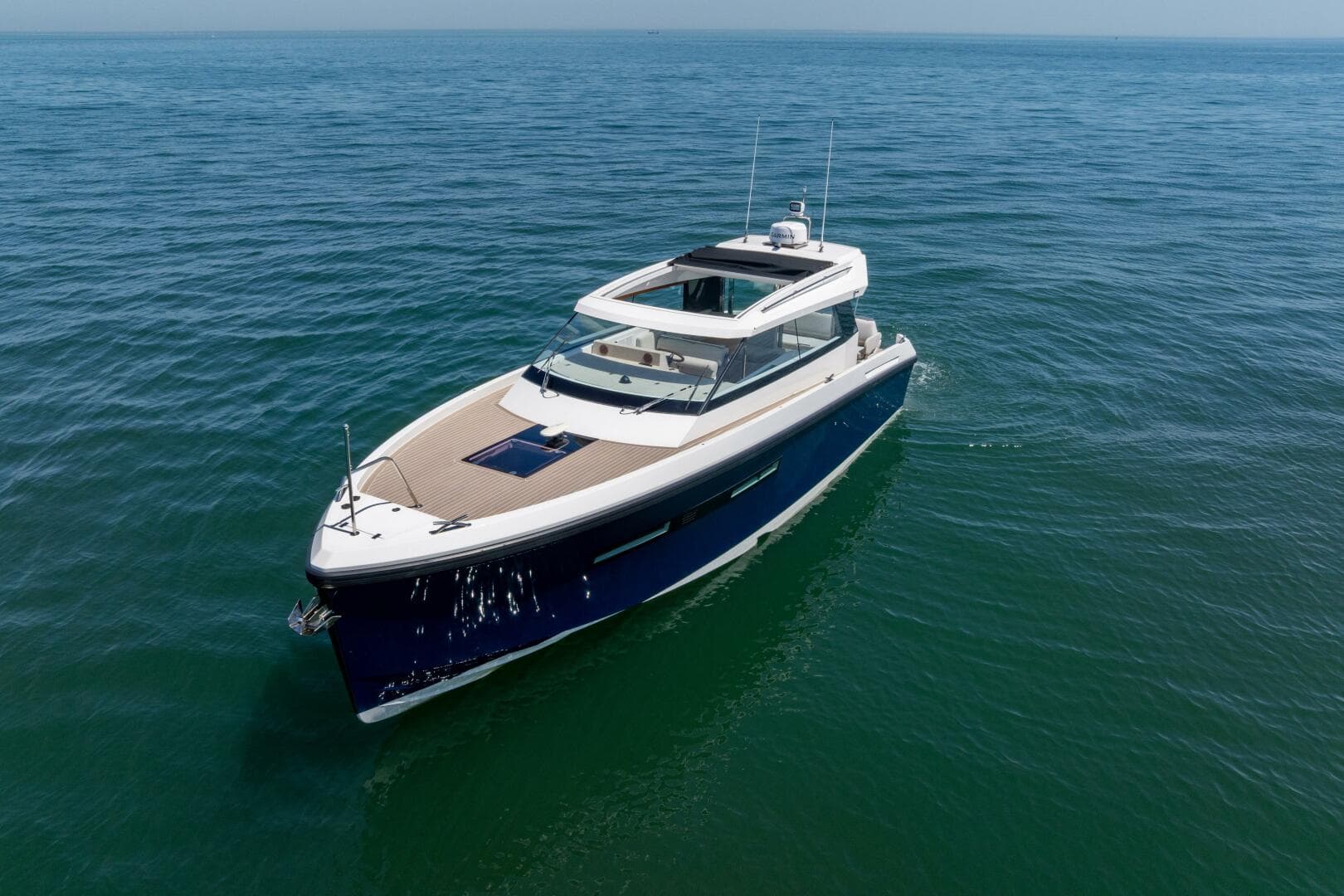 2023 Delta Powerboats 33 Coupe London Calling port forward quarter