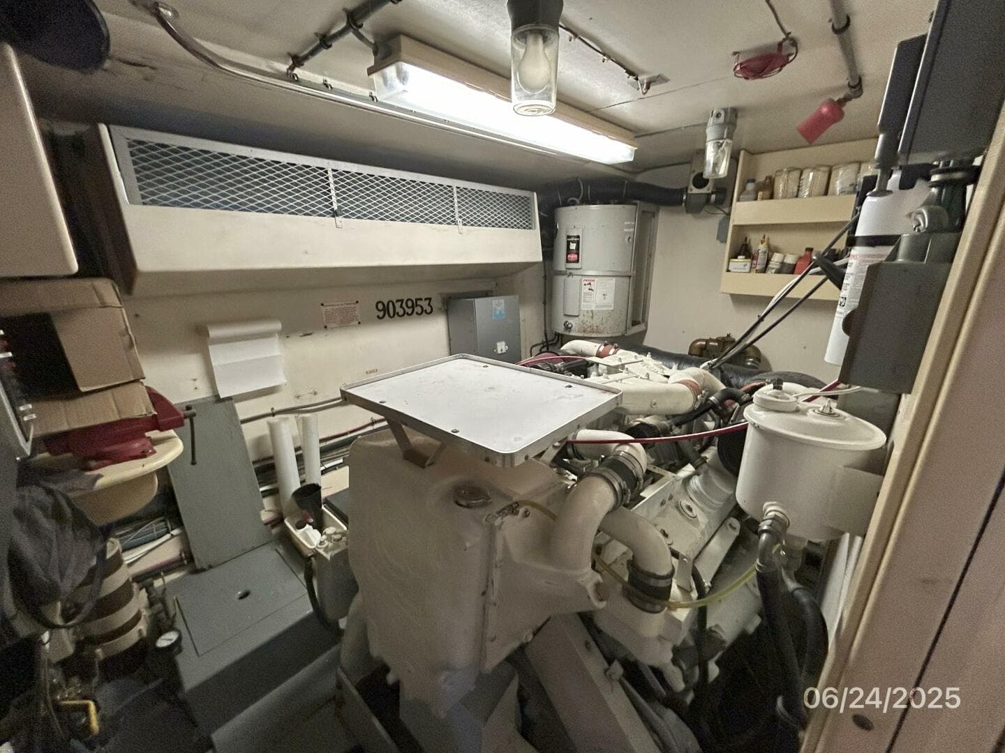 63' Hatteras starboard engine room
