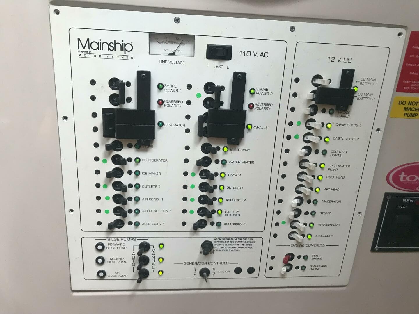 34 ft Mainship - Master Control Panel