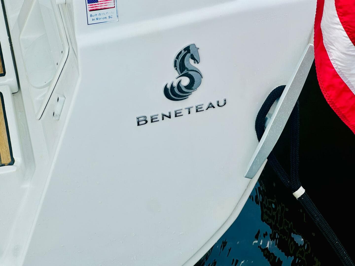 Beneteau Oceanis 45 yacht, 2015 model, with logo and American flag detail.