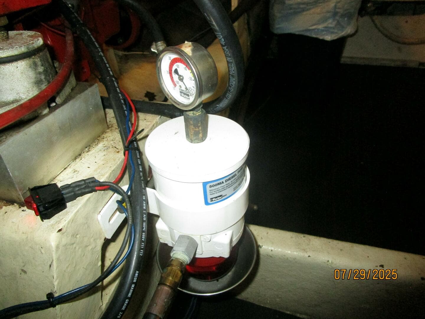 44' DeFever port Racor fuel filter