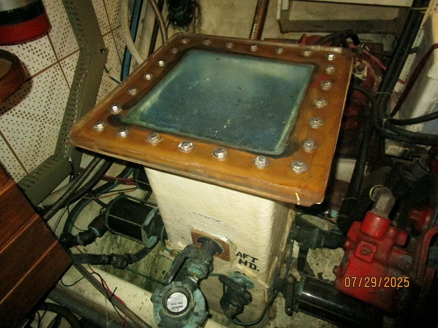 44' DeFever engine room sea chest