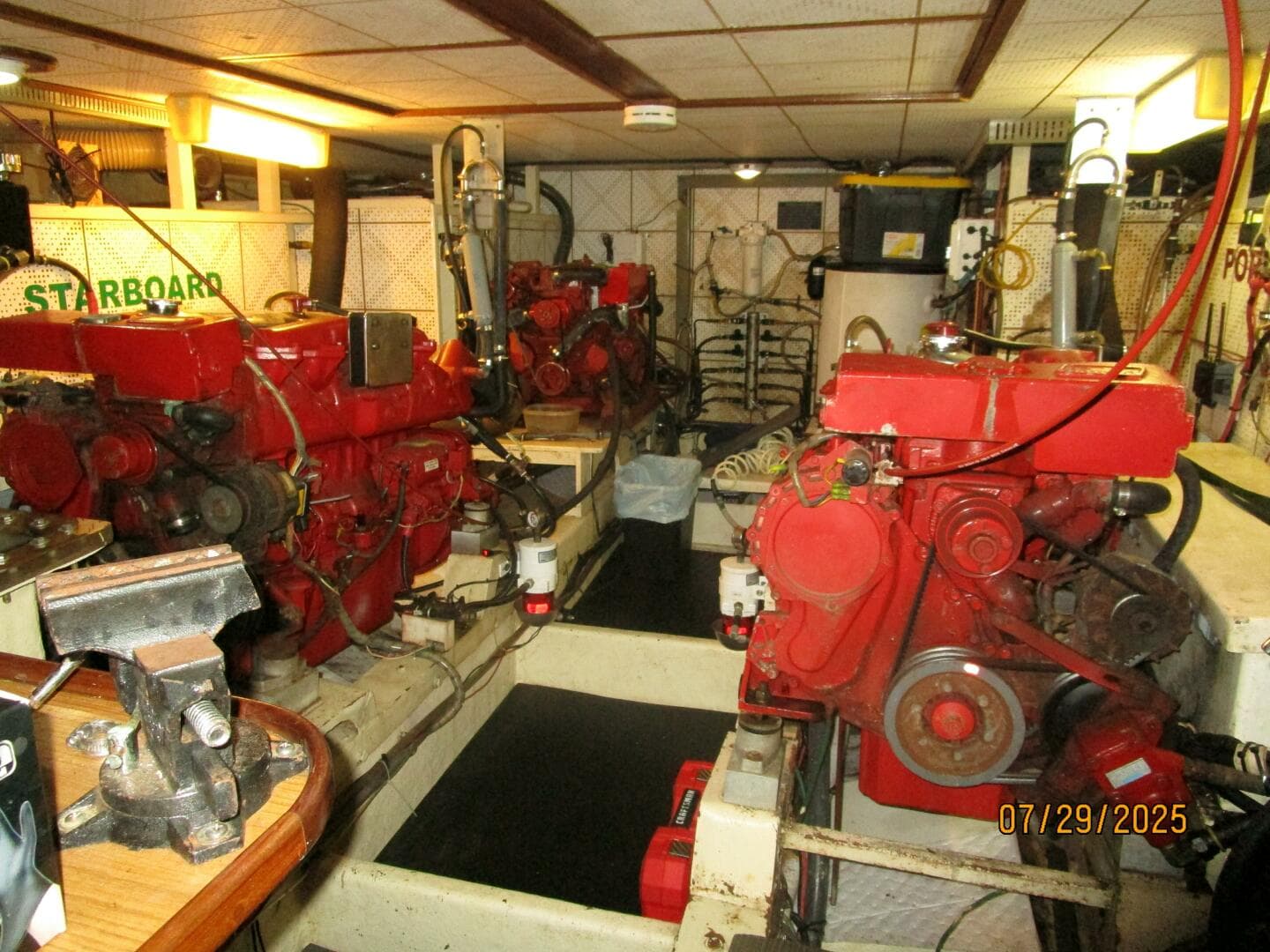 44' DeFever engine room aft