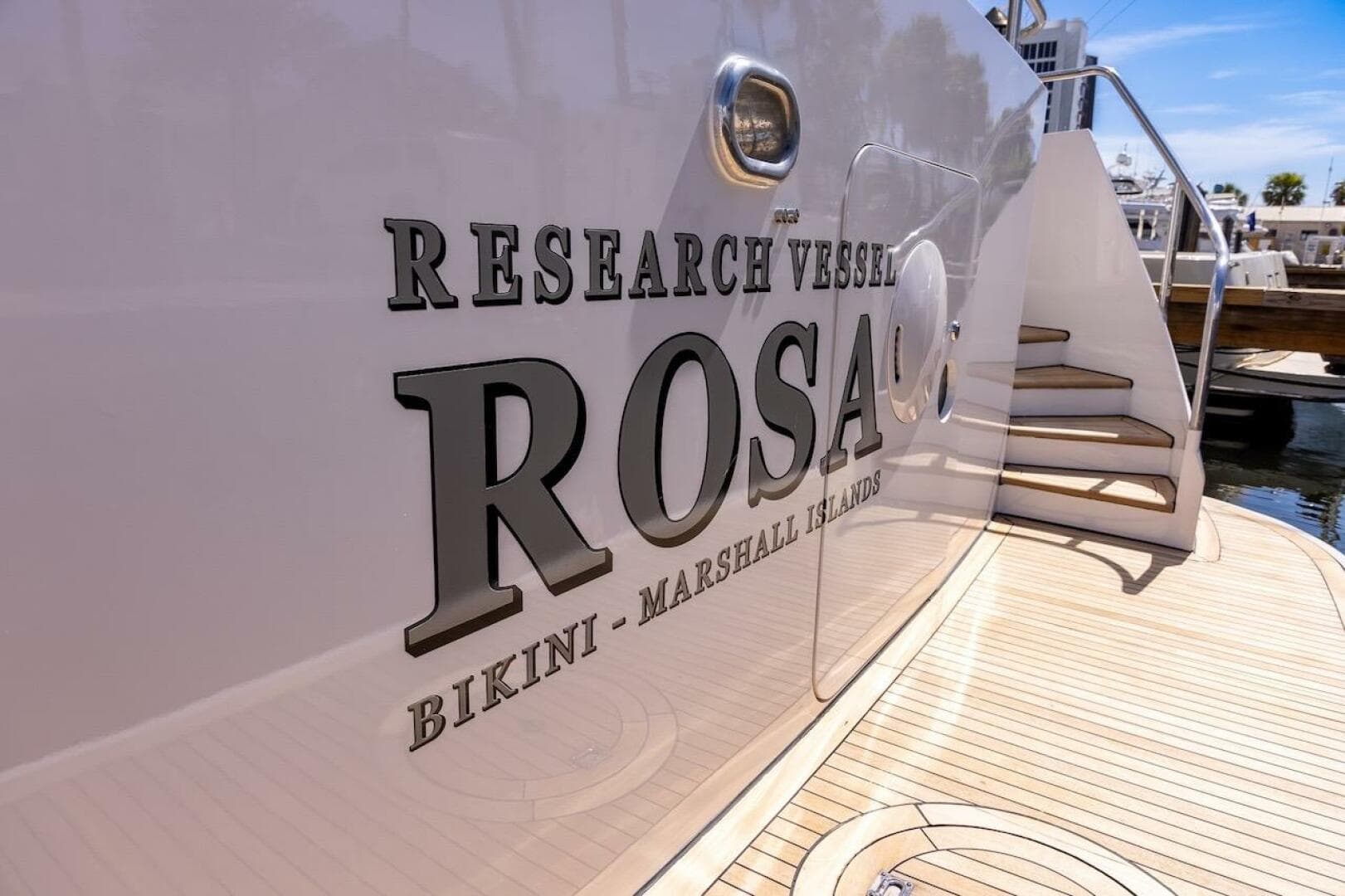 Research vessel "Rosa" docked, ABD 90 Explorer, 1996, Bikini - Marshall Islands.