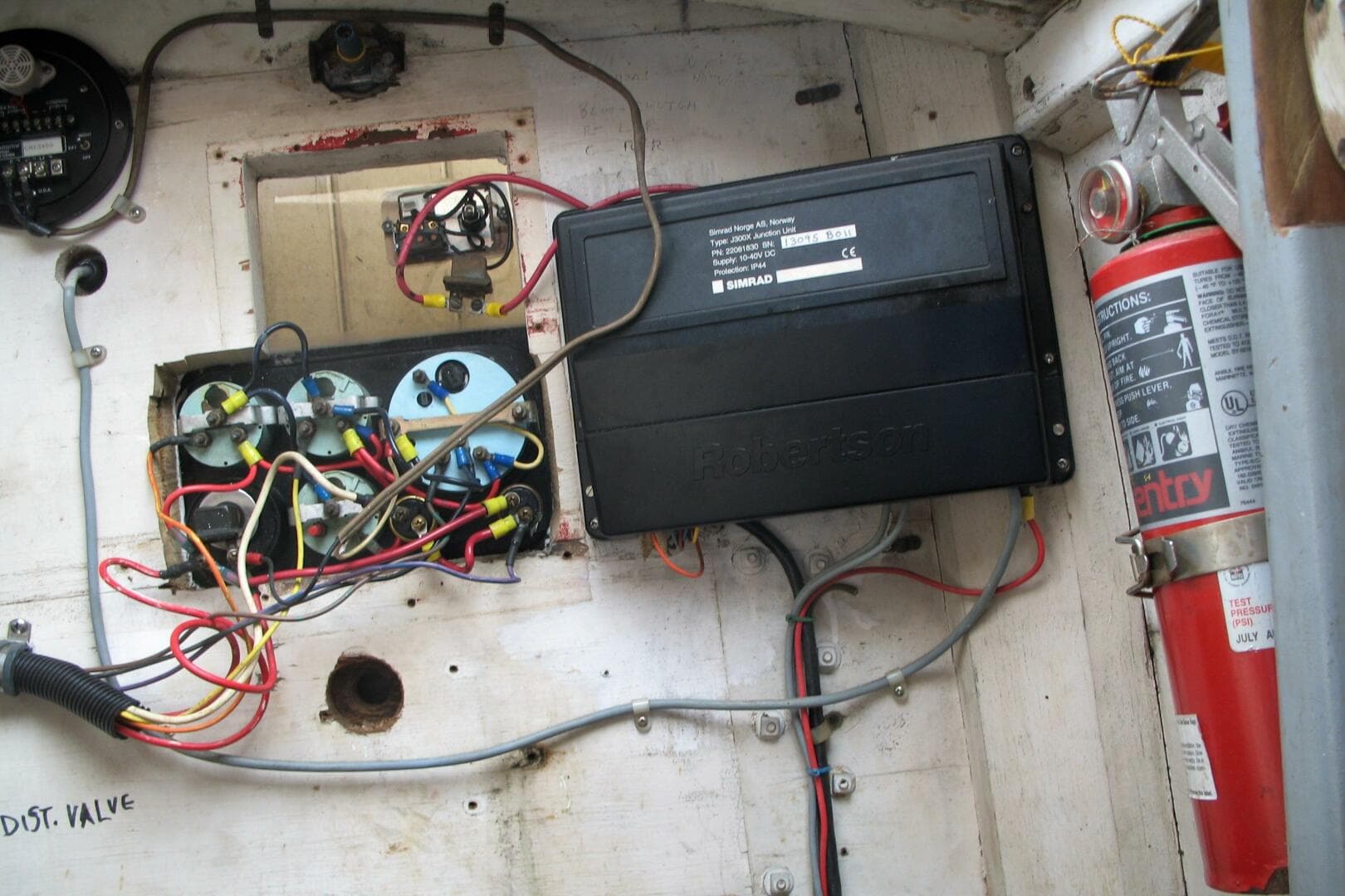 Gallant engine room showing the back of electrical panelwiring