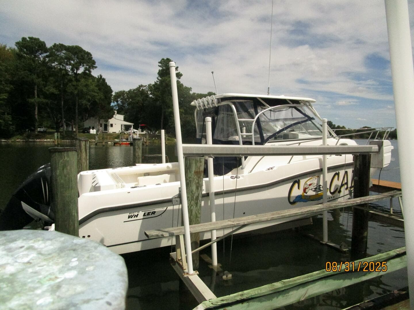 31' Boston Whaler starboard aft profile