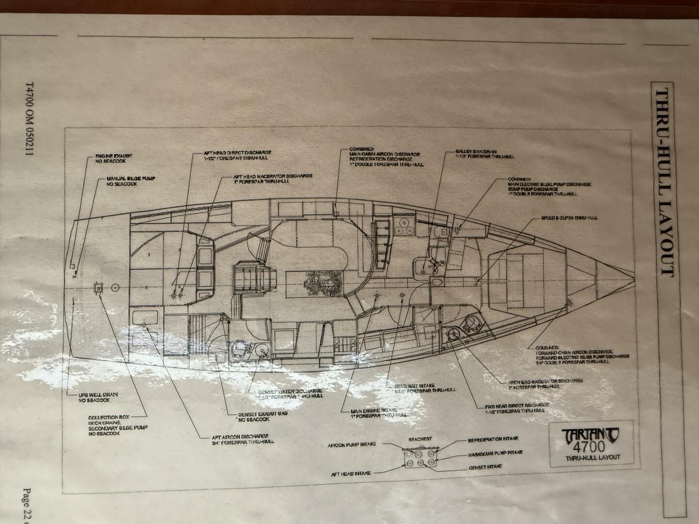 2011 Tartan 47 Glory thru-hull layout