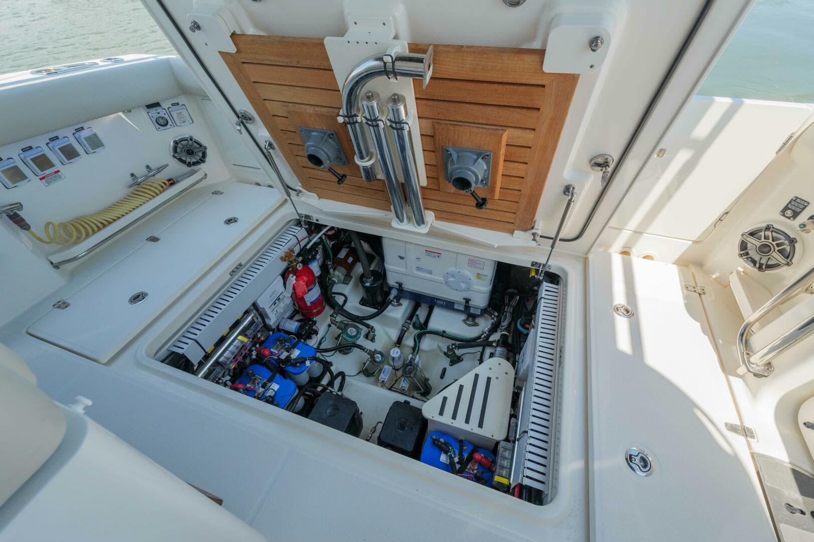 Boston Whaler 380 Realm- Engine Room 