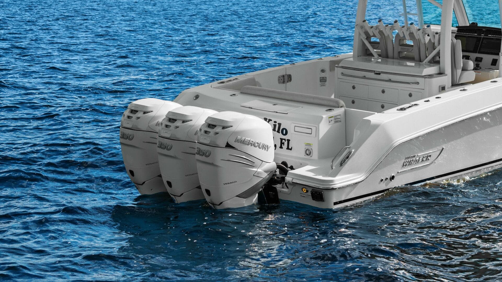 2019 Boston Whaler 380 Outrage 'Lima Kilo' - Profile Stern Motors