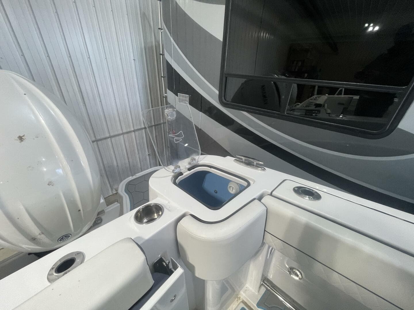 Aft Livewell and Bait Prep Station on Center Console Fishing Boat