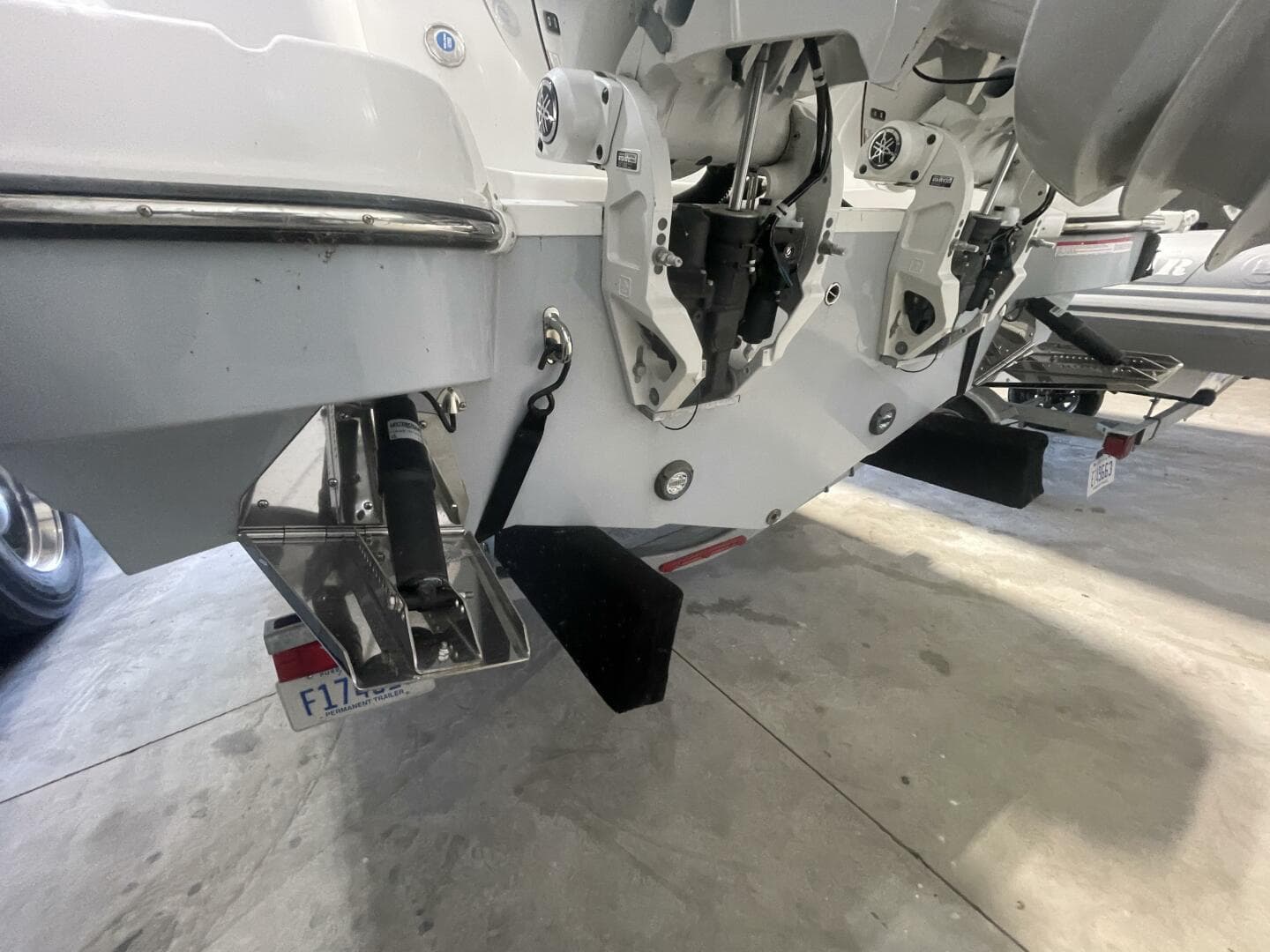 Trim Tabs and Transom Hardware – Stingray Boat Underside View