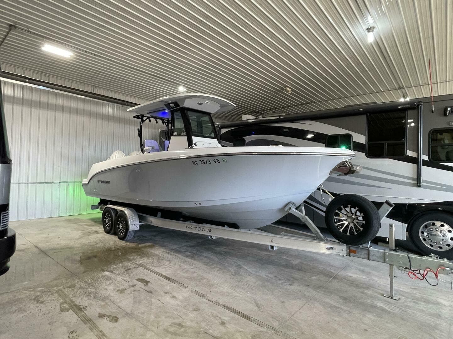 Stingray Center Console Boat on Trailer – Indoor Storage Showcase
