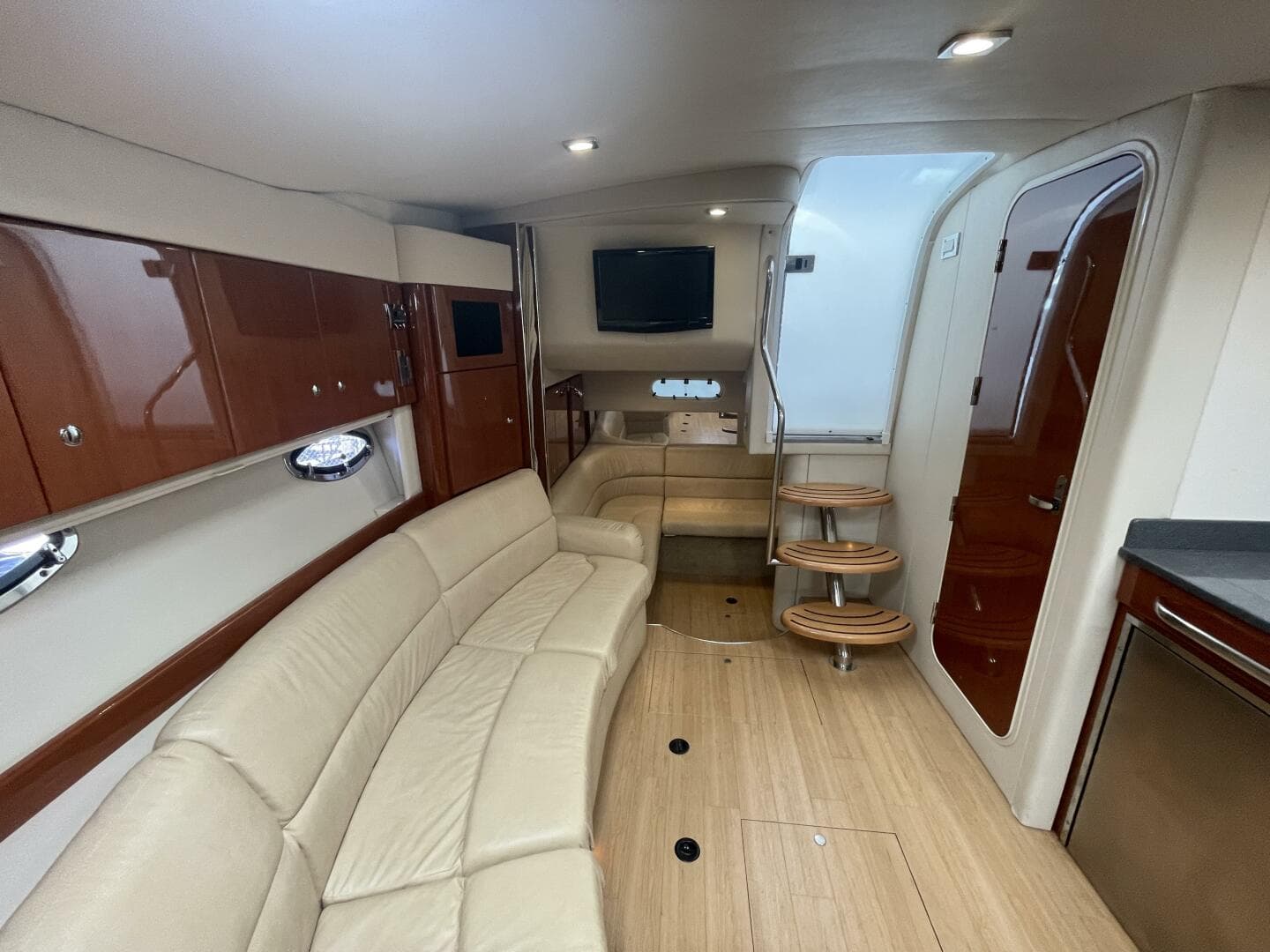 2011 Formula 34PC salon settee looking aftward