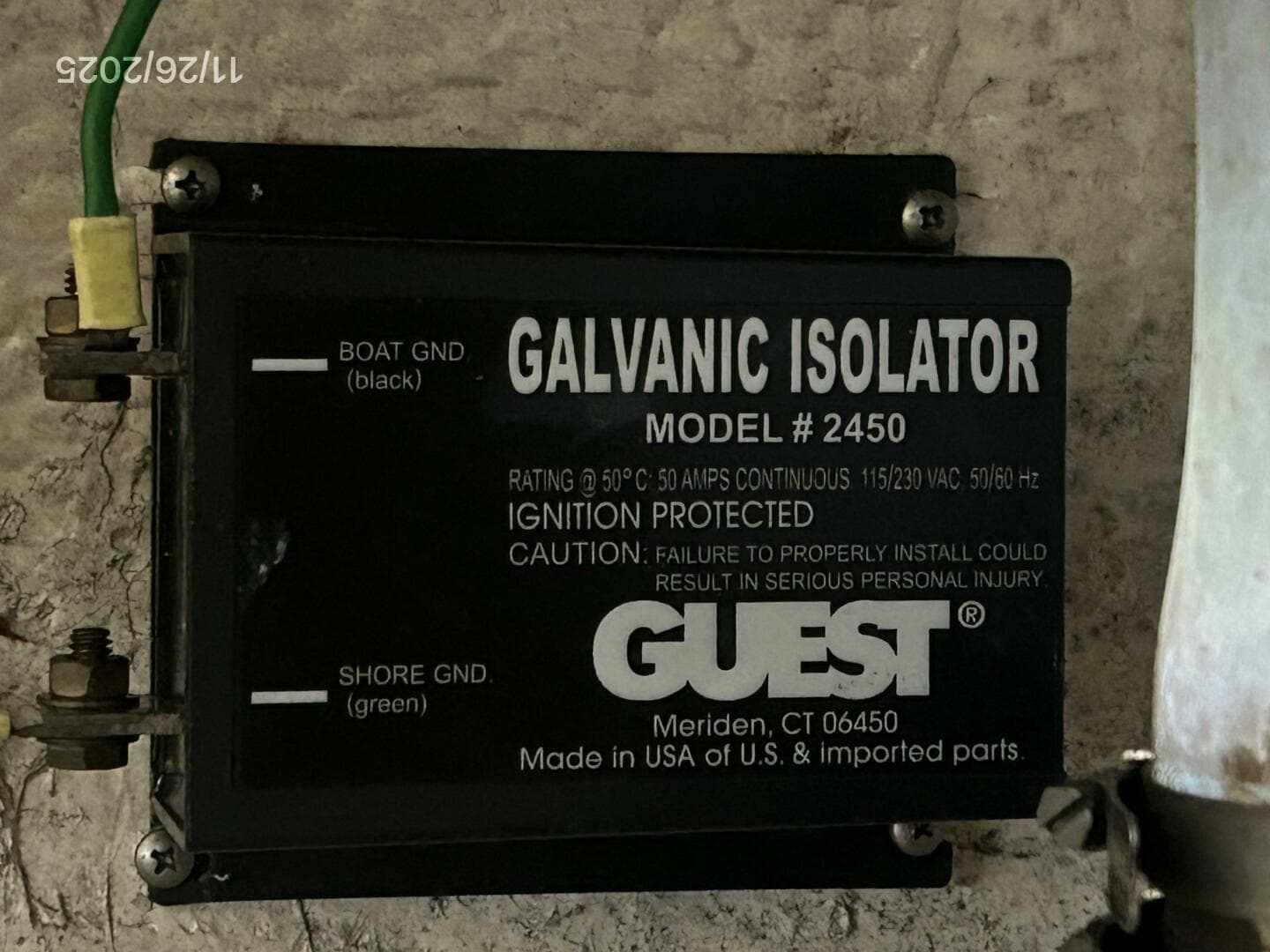 42' Grand Banks galvanic isolator